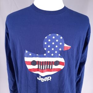 Jeep Grille Duck American Flag Blue T-Shirt Adult XL Long Sleeves